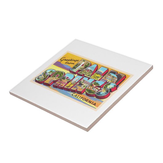 パーム春カリフォルニアCA大文字はがき タイル (側面)