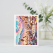 パーム春カリフォルニアUS有名な場所の水色 ポストカード (スタンド正面)