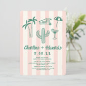 パーム春グリーンピンクハンドドロー結婚ズ 招待状 (スタンド正面)