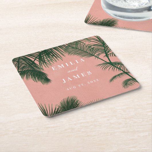 パーム春コースター スクエアペーパーコースター (アングル)