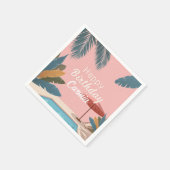 パーム春サマーアダルトバースデーパーティーピンク スタンダードカクテルナプキン (角)