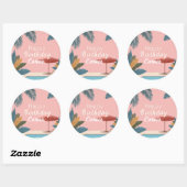 パーム春サマーアダルトバースデーパーティーPink Squa ラウンドシール (シート)