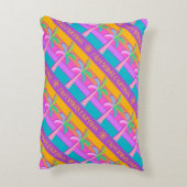 パーム春ストライプサンセットカラフルパームツリーズ アクセントクッション (裏面(縦))