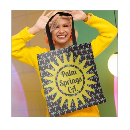 パーム春ターコイズカラフルパームツリーズ トートバッグ