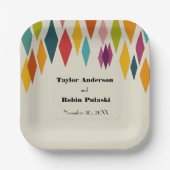 パーム春ダイヤモンドミッドモダンセンチュリー結婚ズ ペーパープレート (正面)