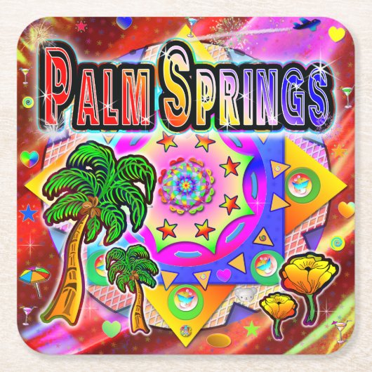 パーム春トロピカルフレンズコースター スクエアペーパーコースター (正面)