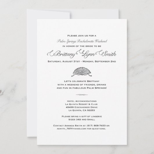 パーム春バチェロレッテ招待状カスタム- 招待状 (裏面)