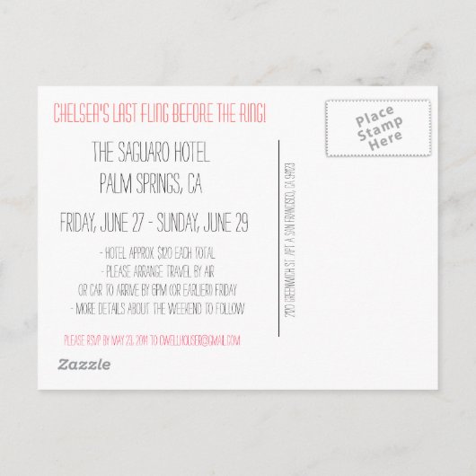 パーム春バチェロレッテ招待状 インビテーションポストカード (裏面)