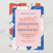 パーム春パラダイスモダン結婚式招待状 (正面/裏面)