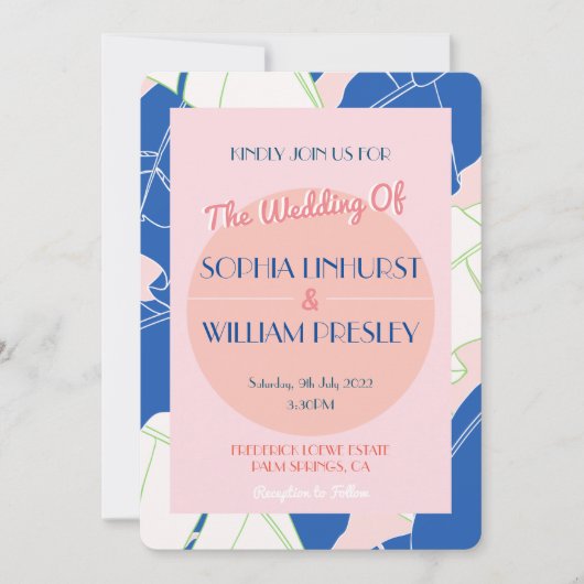 パーム春パラダイスモダン結婚式招待状 (正面)