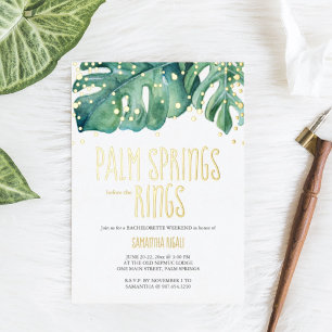 パーム春ビーチバチェロレッテウィークエンドガールズトリップ 箔招待状