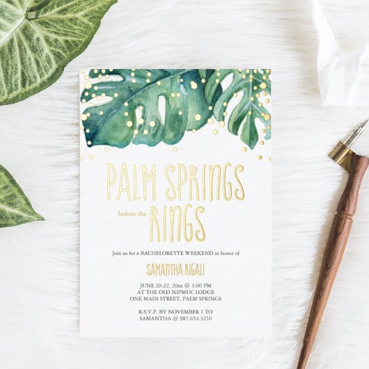 パーム春ビーチバチェロレッテウィークエンドガールズトリップ 箔招待状