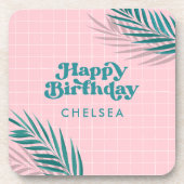 パーム春ピンクプールパーティー誕生日 コースター (正面)