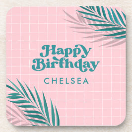パーム春ピンクプールパーティー誕生日 コースター