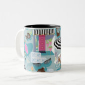 パーム春プールサイドミッドセンチュリーレトロコーヒーマグ ツートーンマグカップ (正面左)