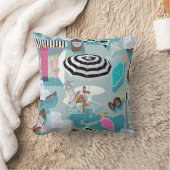 パーム春プールサイドレトロリゾート装飾用クッション クッション (ブランケット)