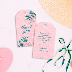 パーム春プールパーティーピンクアダルト誕生日 ギフトタグ