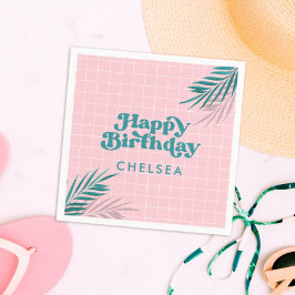 パーム春プールパーティーピンクアダルト誕生日 スタンダードカクテルナプキン
