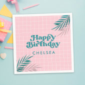 パーム春プールパーティーピンクアダルト誕生日 スタンダードカクテルナプキン