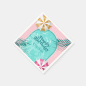 パーム春プールパーティーピンクアダルト誕生日 スタンダードカクテルナプキン (角)