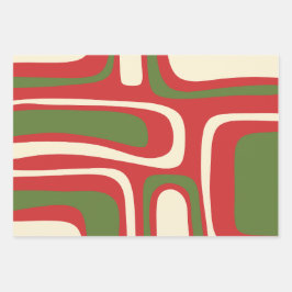 パーム春ミッドセンチュリーモダンレトロ抽象芸術クリスマス ラッピングペーパーシート