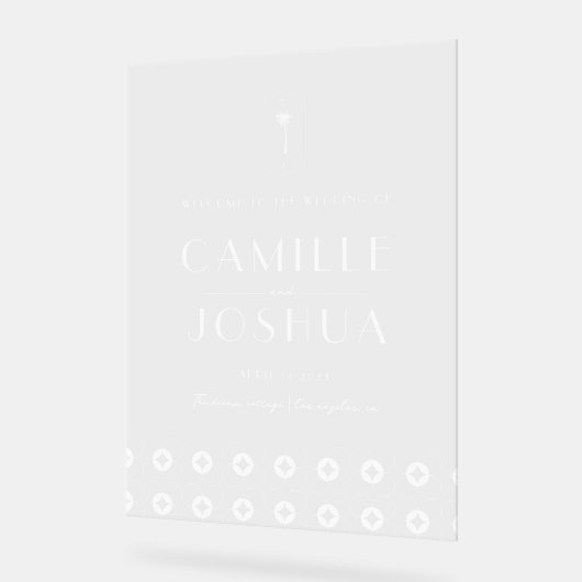 パーム春レトロ結婚のアクリル系ウェルカムサイン アクリルサイン (傾斜)