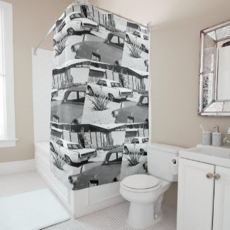 パーム春ヴィンテージMCMプリント シャワーカーテン