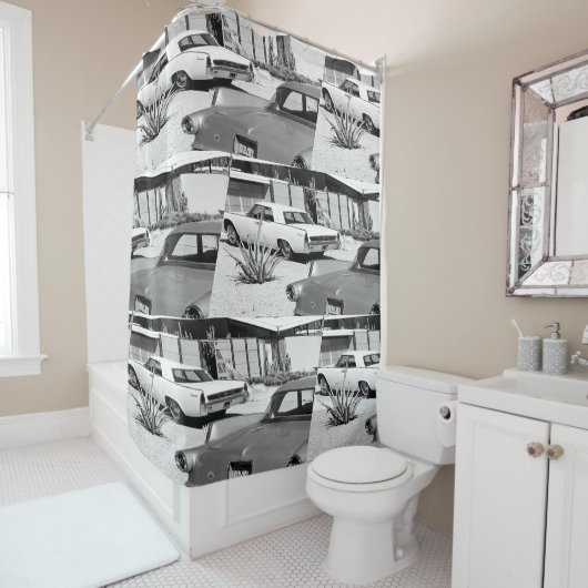 パーム春ヴィンテージMCMプリント シャワーカーテン (インサイチュ)