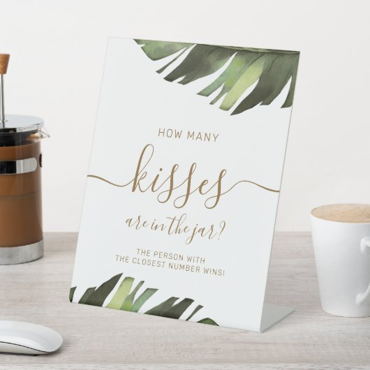 パーム熱帯瓶の看板にキスが何個入っているか 台座サイン (インサイチュ)