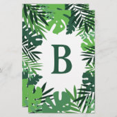 パーム環境にやさし葉、熱帯ジャングルモノグラム 便箋 (正面/裏面)
