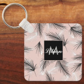 パーム白黒自然トーンピンクモノグラムのク キーホルダー (正面)