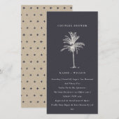 パーム素朴ツリーネイビークラフトカップルシャワー招待状 サンキューカード (正面/裏面)