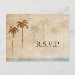 パーム素朴ツリービーチ結婚式rsvp インビテーションポストカード
