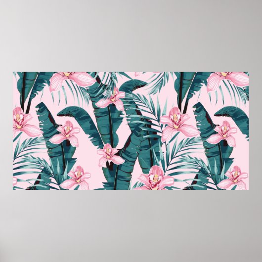 パーム絵画とトロピック夏のシームレスなパターン ポスター (正面)
