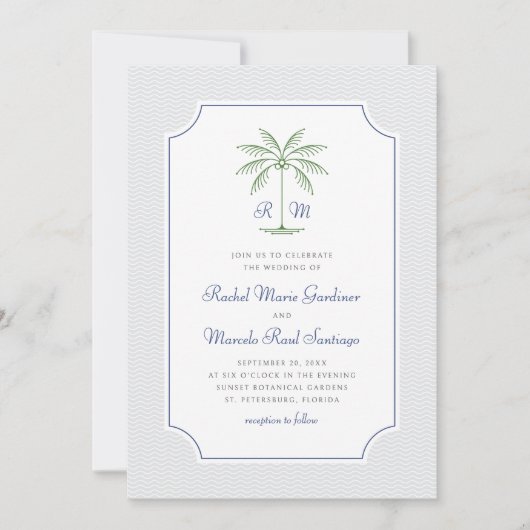 パーム航海のツリーミニマ名門私立校風のリス結婚ト 招待状 (正面)