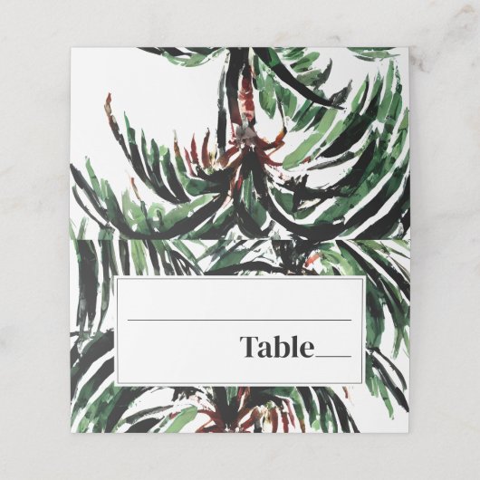 パーム色彩の鮮やかツリーモダンビーチ結婚式 プレイスカード (外部開封)