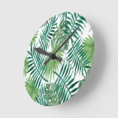 パーム葉のトロピカルラウンドクロック ラウンド壁時計 (傾斜)