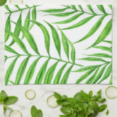 パーム葉の水色 キッチンタオル (折り畳み)