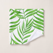 パーム葉の水色 バスタオルセット (ウォッシュタオル)