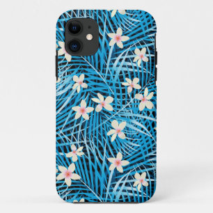 パーム葉の青のパターン iPhone 11 ケース