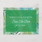 パーム葉ウェディング日付を保存 案内ポストカード (正面)