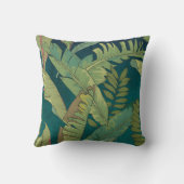 パーム葉エレガントティール(緑がかった色)水彩モノグラム クッション (裏面)