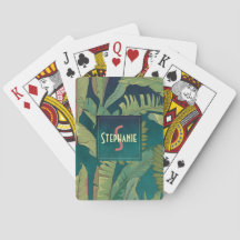 パーム葉エレガントティール（緑がかった色）水彩モノグラム