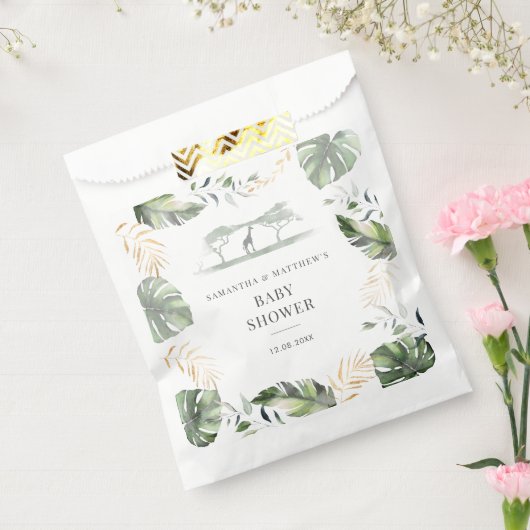 パーム葉サファリカップル赤ちゃんシャワー フェイバーバッグ (封をした状態)