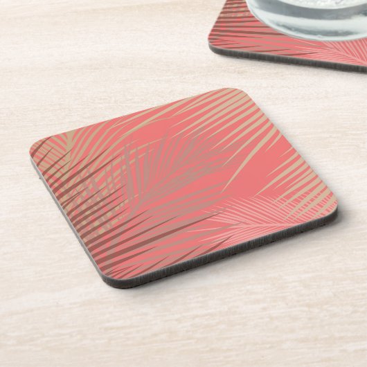 パーム葉シャドーオンリビングコーラル コースター (左側)