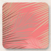 パーム葉シャドーオンリビングコーラル コースター (正面)