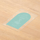 パーム葉シーシェルアクアトロピカル結婚ズ アクリル招待状 (レイダウン)