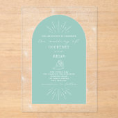 パーム葉シーシェルアクアトロピカル結婚ズ アクリル招待状 (正面)