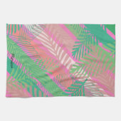 パーム葉ストライプカラフルモノグラムの キッチンタオル (横)