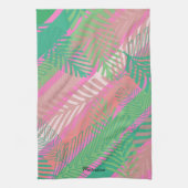 パーム葉ストライプカラフルモノグラムの キッチンタオル (縦)